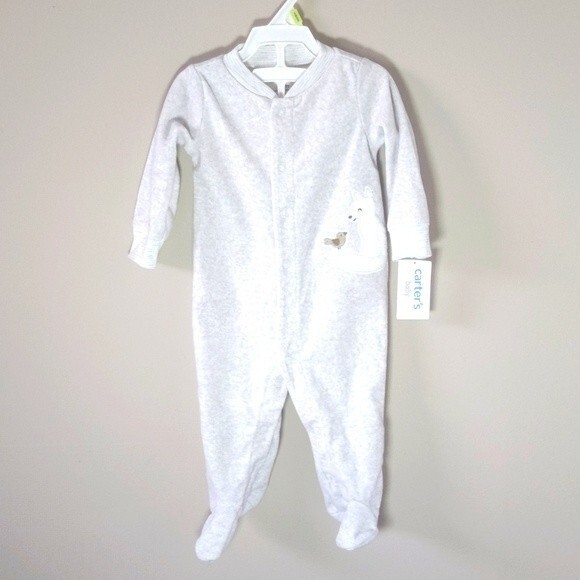 🔥 Carter's Heather gray sleeper with fox and bird - 6 mos - NWT - Picture 1 of 4